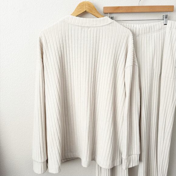 GAP BODY | Cozy Rib PJ Cardigan Top + Pants Bottoms Lounge Wide Ribbed | XL - Picture 5 of 13